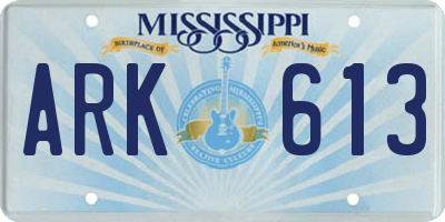 MS license plate ARK613
