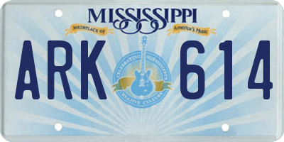 MS license plate ARK614