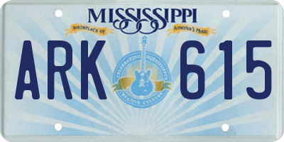 MS license plate ARK615
