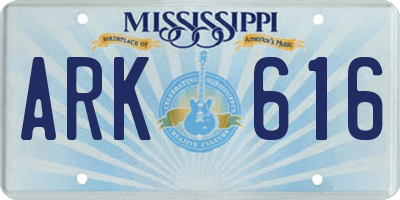 MS license plate ARK616