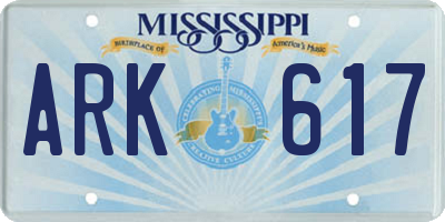 MS license plate ARK617