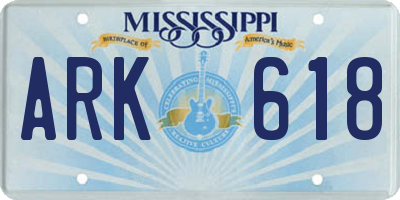 MS license plate ARK618