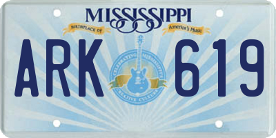 MS license plate ARK619