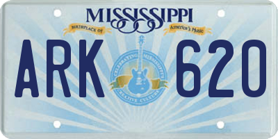 MS license plate ARK620