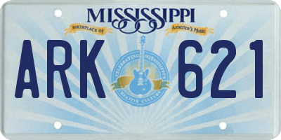 MS license plate ARK621