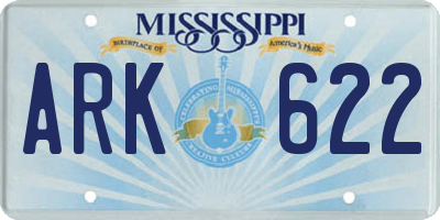 MS license plate ARK622