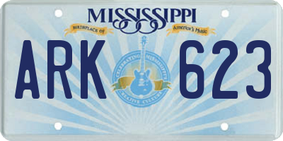MS license plate ARK623