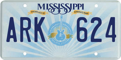 MS license plate ARK624