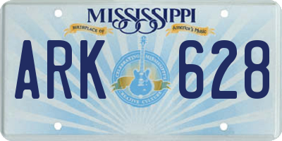 MS license plate ARK628