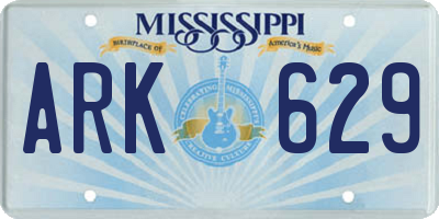 MS license plate ARK629