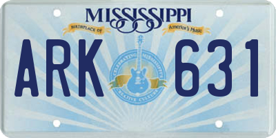 MS license plate ARK631