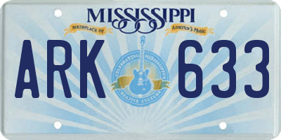 MS license plate ARK633