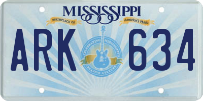 MS license plate ARK634