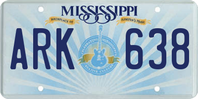 MS license plate ARK638