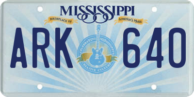 MS license plate ARK640
