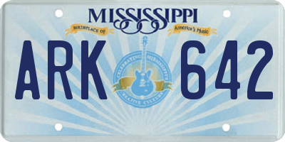 MS license plate ARK642