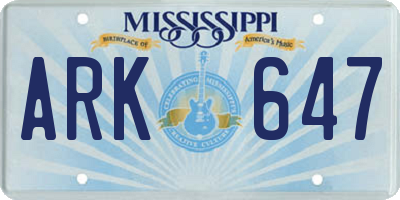 MS license plate ARK647