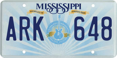 MS license plate ARK648