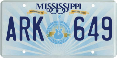 MS license plate ARK649