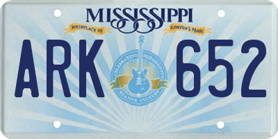 MS license plate ARK652