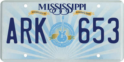 MS license plate ARK653