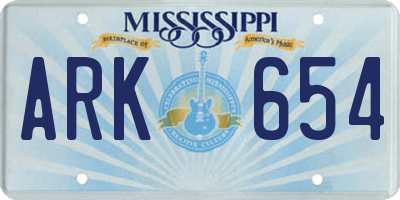 MS license plate ARK654