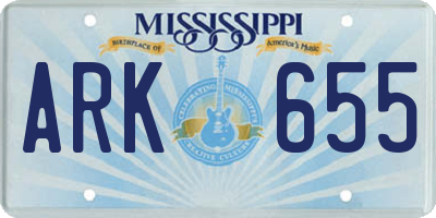 MS license plate ARK655