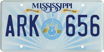 MS license plate ARK656
