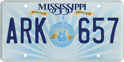 MS license plate ARK657