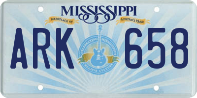 MS license plate ARK658