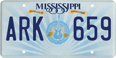 MS license plate ARK659