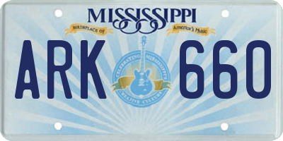 MS license plate ARK660