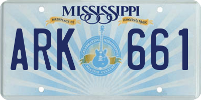 MS license plate ARK661