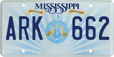MS license plate ARK662