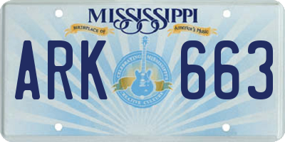 MS license plate ARK663