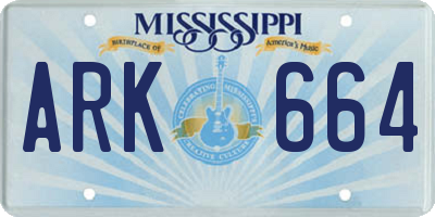 MS license plate ARK664