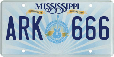 MS license plate ARK666