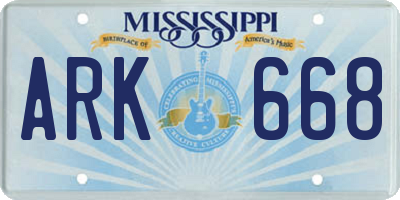 MS license plate ARK668