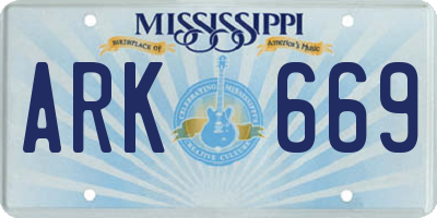 MS license plate ARK669