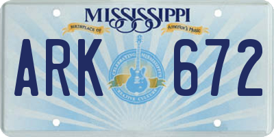 MS license plate ARK672