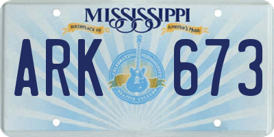 MS license plate ARK673