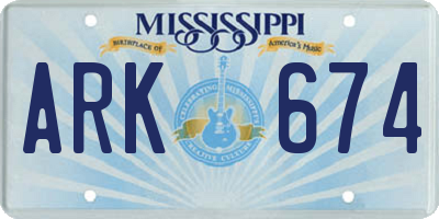 MS license plate ARK674