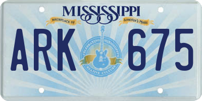 MS license plate ARK675
