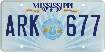 MS license plate ARK677