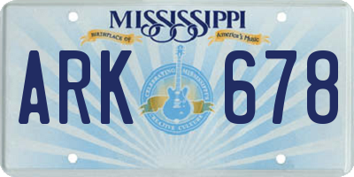 MS license plate ARK678