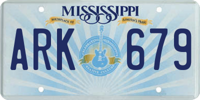 MS license plate ARK679