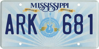 MS license plate ARK681