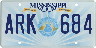 MS license plate ARK684