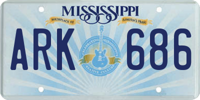 MS license plate ARK686