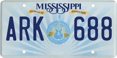 MS license plate ARK688